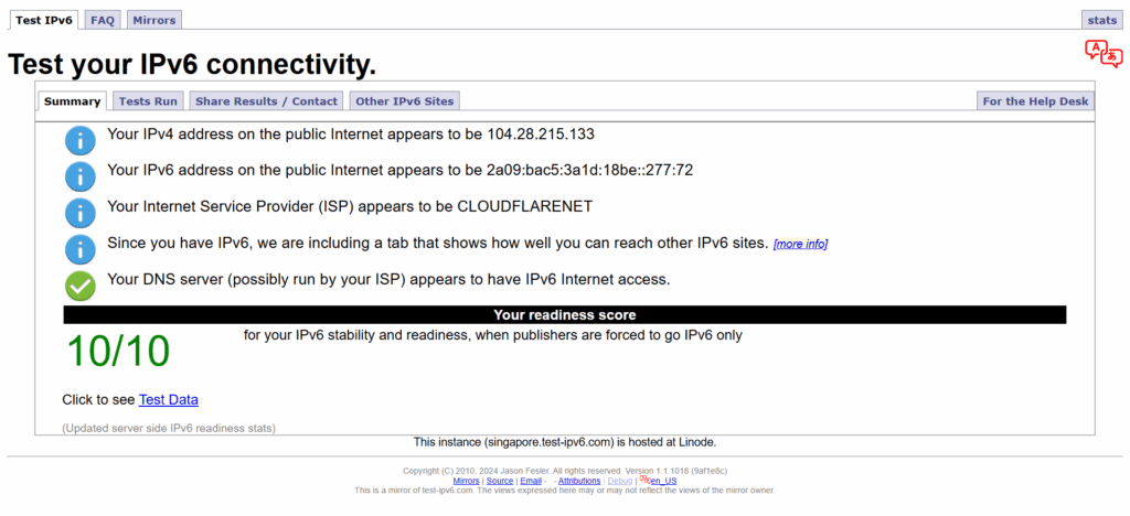 Contoh provider dengan ipv6